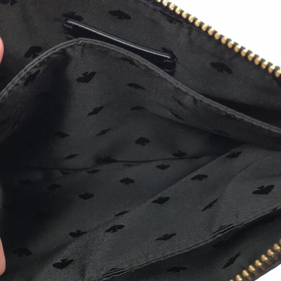 Kate Spade New York Black White Library Stripe Triple Gusset Clutch Makeup Pouch - Picture 13 of 16